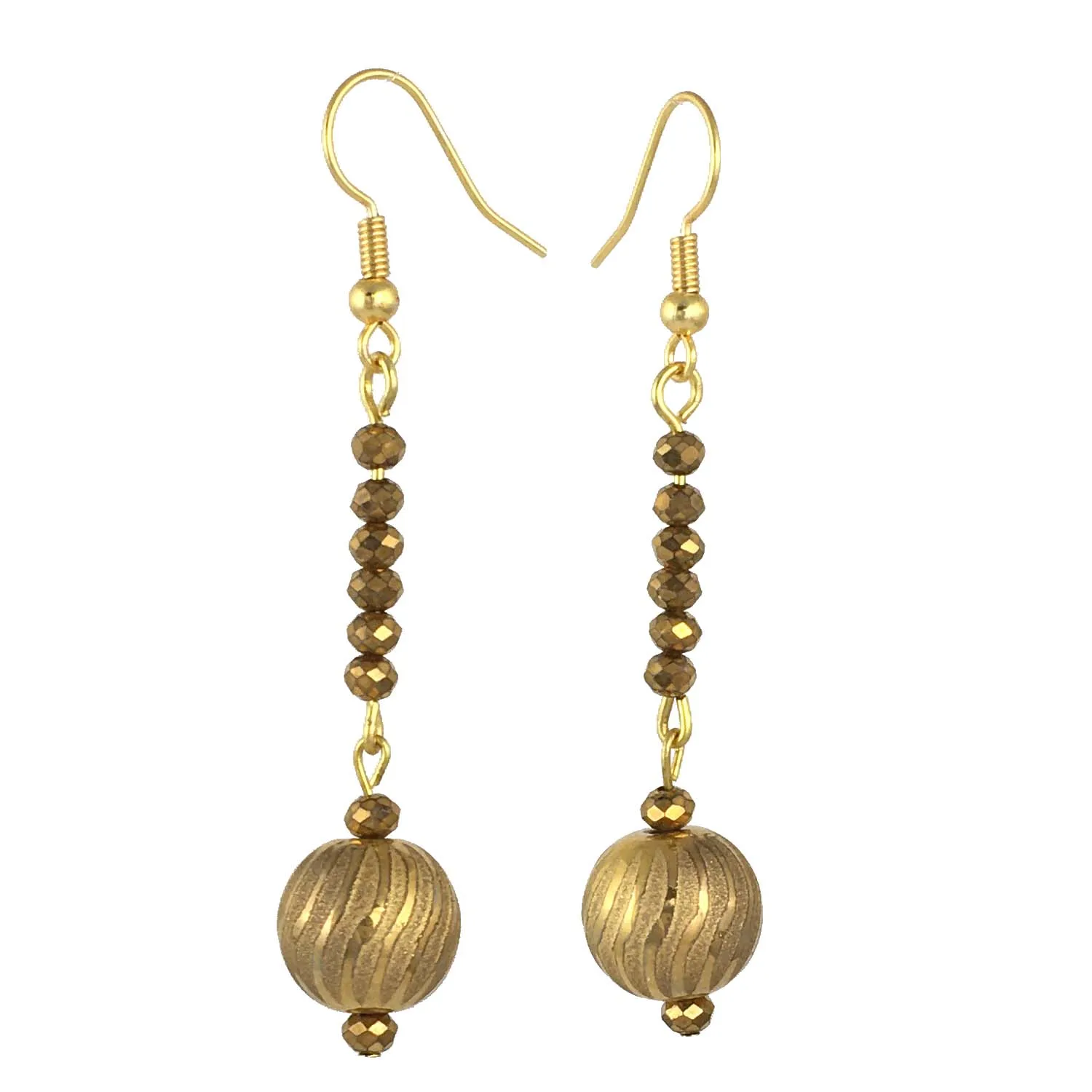 

Earring Dangle And Drop 24k Gold Painted Glass Beaded Handmade Woman Fashion Jewelry Made In Turkey