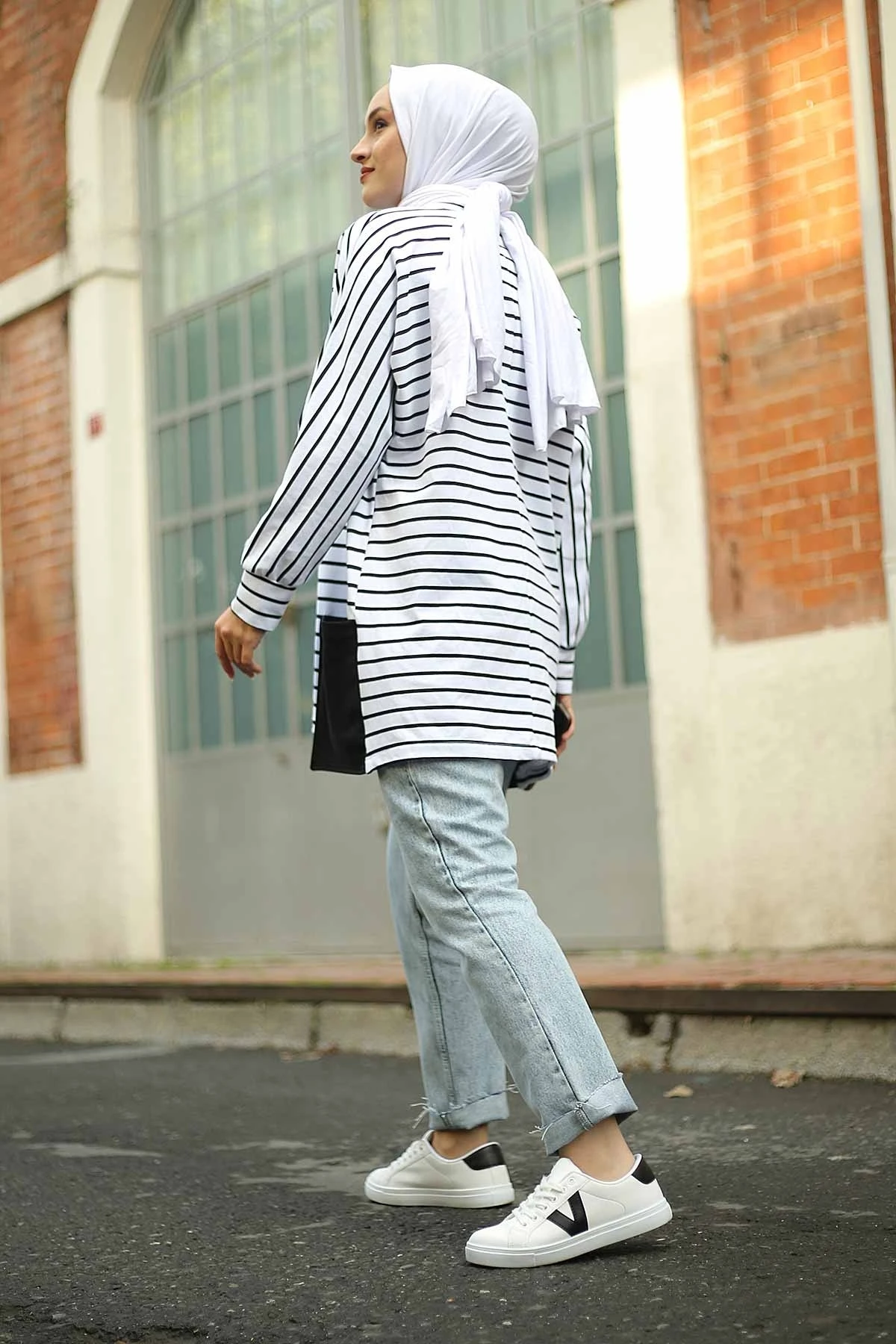 Women's pocket detail basic sweat muslim women clothing islamic clothes 2021 summer spring