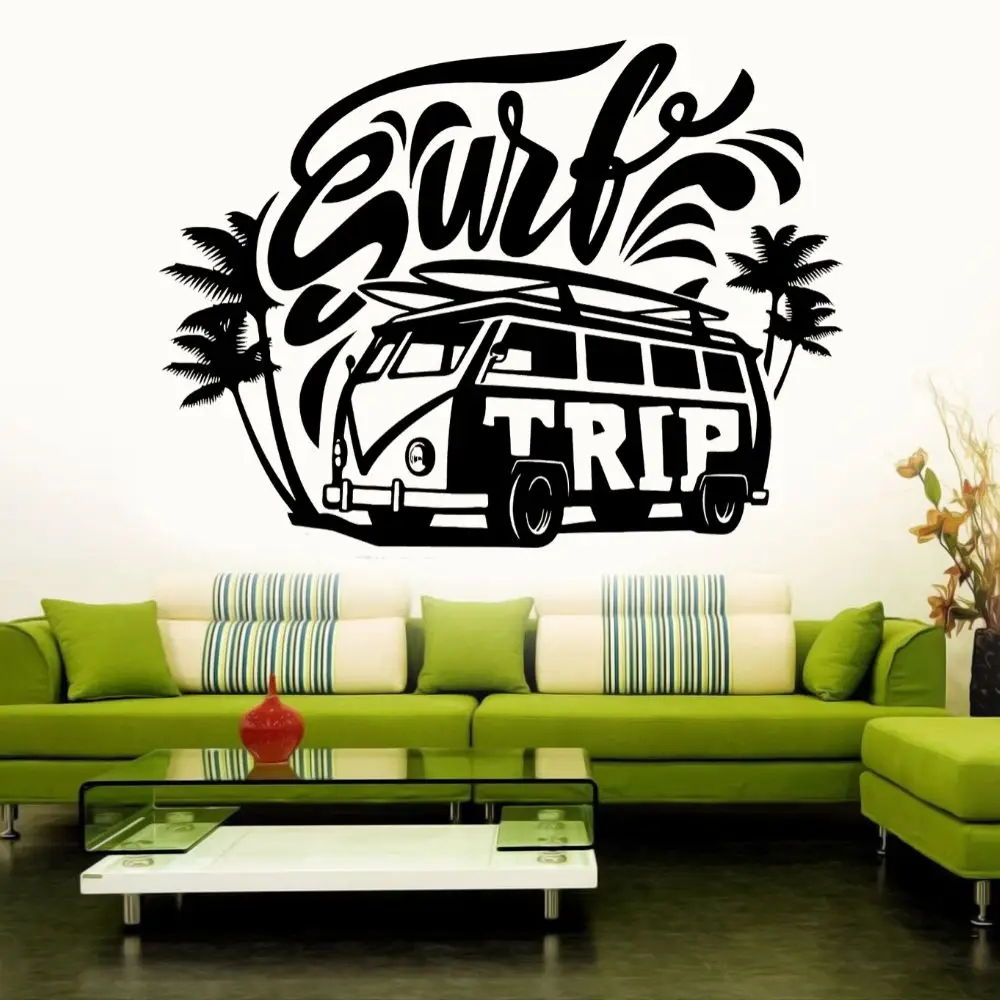 

Surf Vacation Trip Wall Sticker Decal Surfing Sports Sticker Home Living Room Art Decoration Removable A003121
