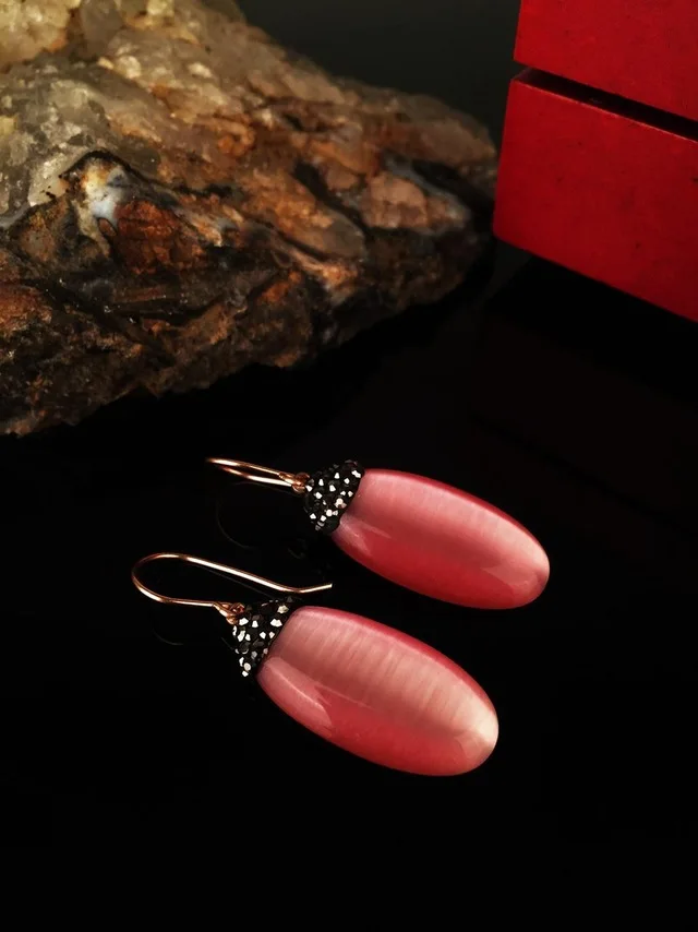 

Dr Stone Natural Stone Women 'S Cat 'S Eye Stone rose gold plated Earrings KRB 373144386