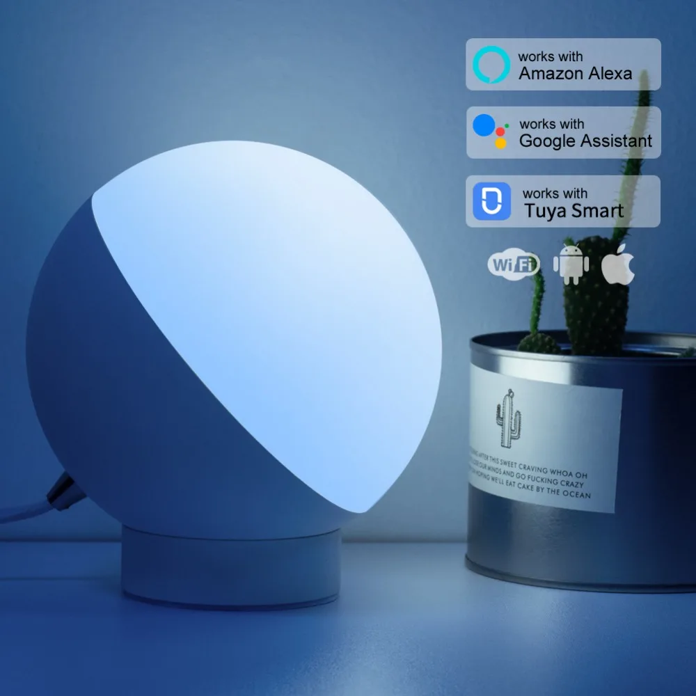 7 Вт светодиодный умный Ночной светильник с голосовым управлением, RGB, Wi-Fi, приложение с дистанционным управлением, настольный светильник с регулируемой яркостью, Google Home, Amazon Alex, умная настольная лампа
