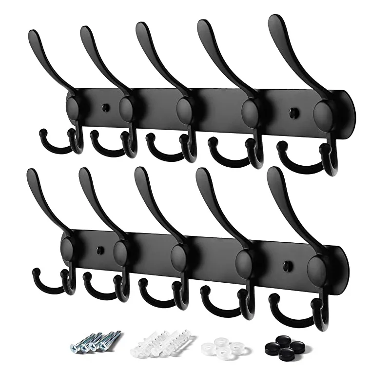 

Heavy Duty Wall Mount Hook Multi Purpose For Bathroom Kitchen Bedroom Entryway Hook Rack Hooks for Coats Towel Purse Robes Hats