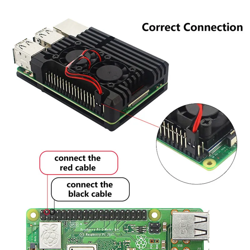 Алюминиевый корпус для Raspberry Pi 4/3 с двойным охлаждающим вентилятором