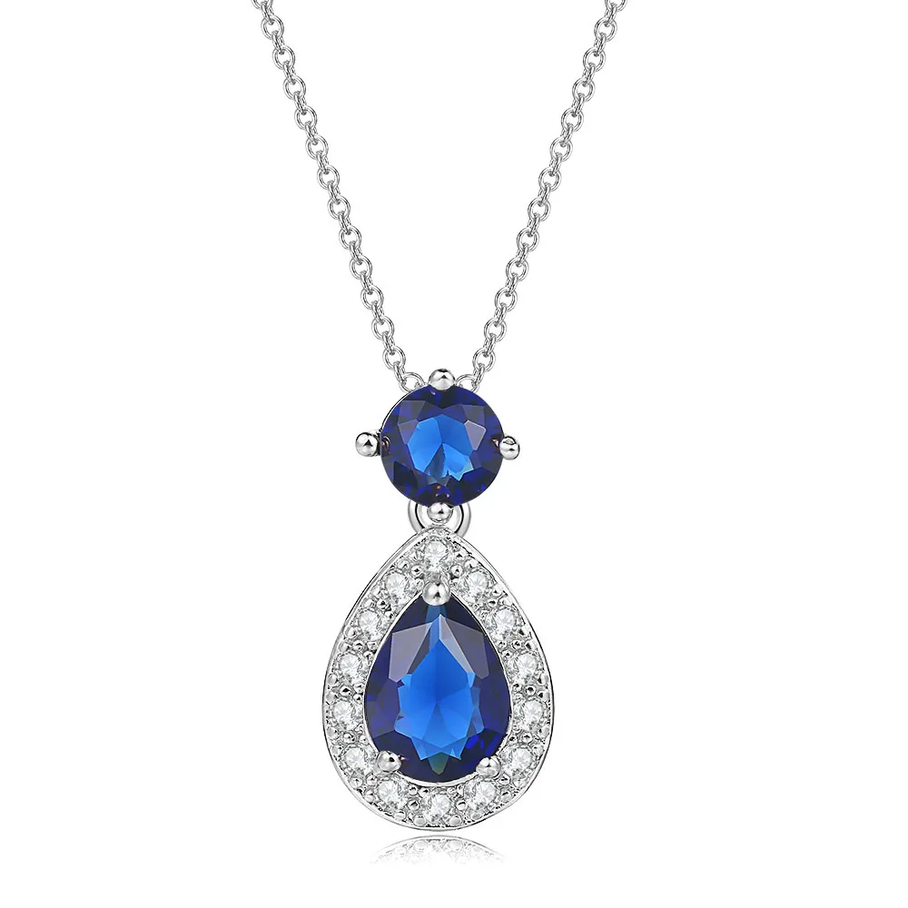 

Gold Plated Simulated Sapphire Cubic Zirconia Teardrop Necklace for Women