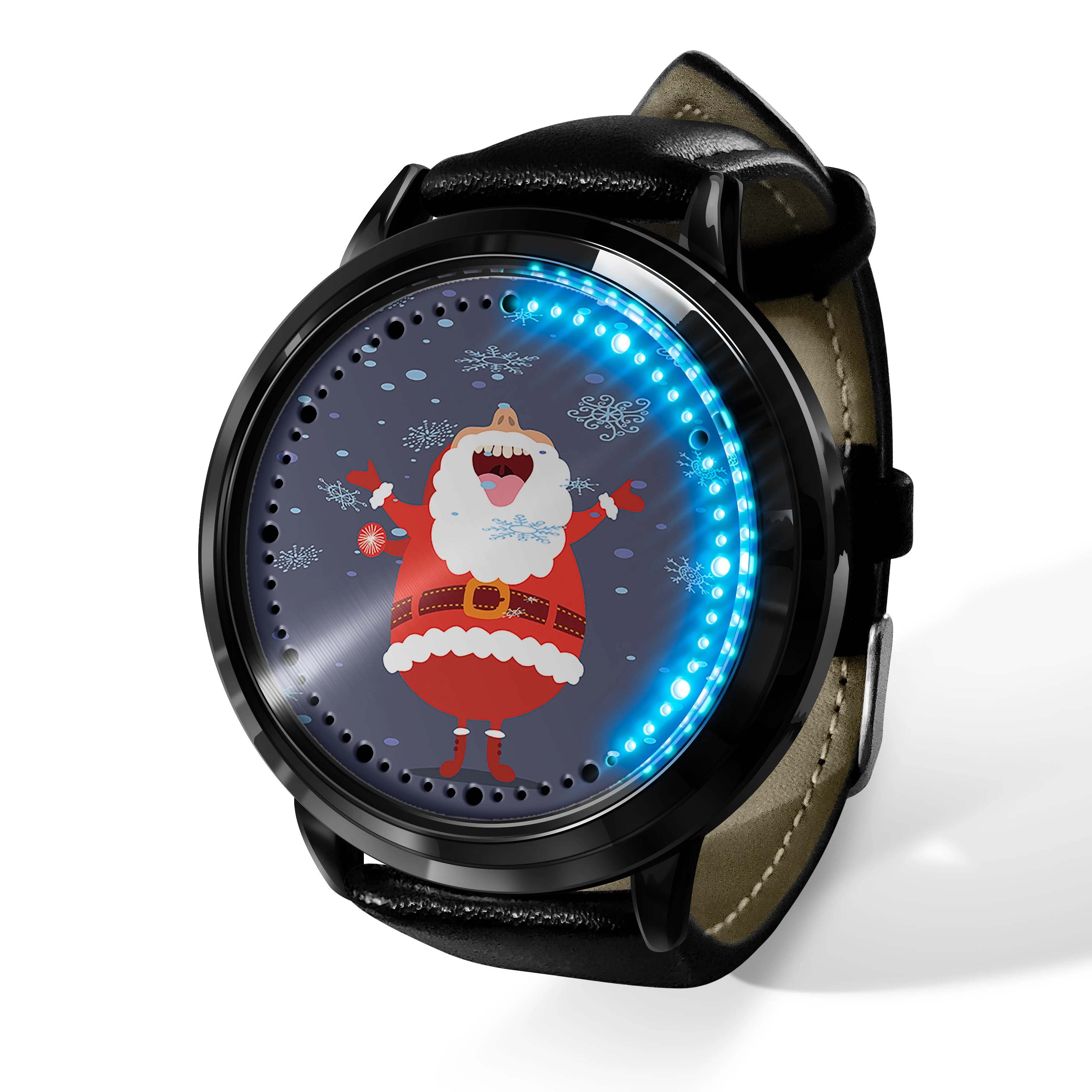 

Рождественский узор, светодиодные кварцевые часы с сенсорным экраном, рождественские Маленькие Прозрачные наручные часы с украшением для ...