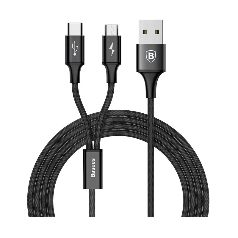 Baseus 2 in 1 Дата кабель USB для Micro & Type C Rapid|Кабели мобильных телефонов| |