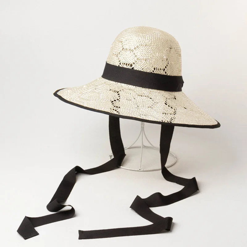 Женская соломенная шляпа от солнца элегантная котелок из натурального сизаля