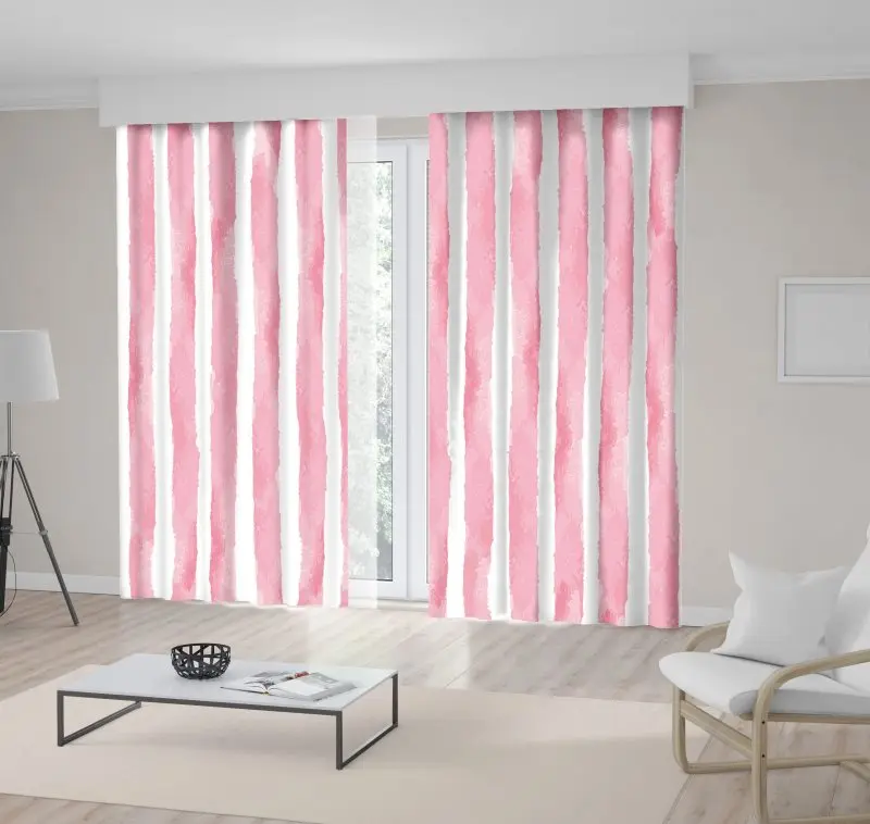 

Curtain Vertical Strips Hand Drawing Painting Fabric Design Vintage Style Artwork Wholesale