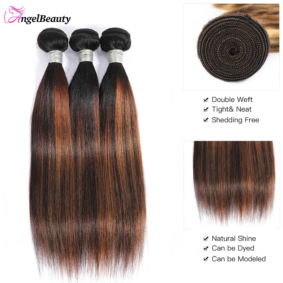 30 32 Inches 1B/30 Highlight Bundles Ombre Straight Human Hair Bundles Extensions Blonde Brazilian Weave 1 3 4pcs Remy 10A Hair
