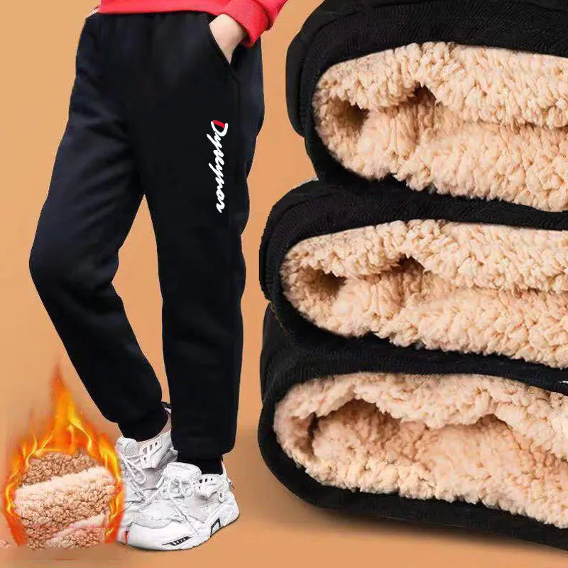 Children's Clothing Warm Sweatpants for Girls Unisex Boy Pencil Trousers Boys Pants Winter Thicken Pants with Velvet Lining
