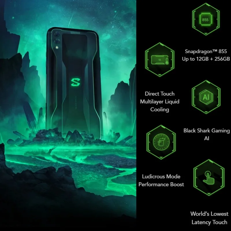 Европейский Xiaomi Black Shark 2 256GB Rom 12GB Ram Shadow Игровой телефон (абсолютно
