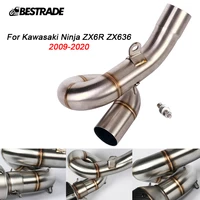 for kawasaki ninja zx6r zx636 2009 2020 exhaust connect pipe motorcycle exhaust mid link pipe slip on 51mm muffler moto modified