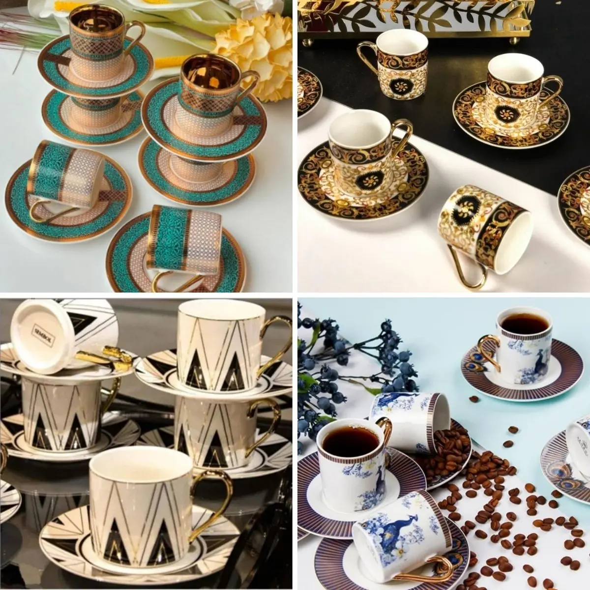 

Porcelain Coffee Cup Set Authentic 90ml Espresso Turkish Coffee Cups and Saucers Ceramic Creative Mugs Luxury