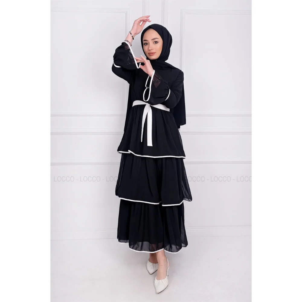 BELTED SIFON HIJAB DRESS 2022 Season Trend Fashion muslim dress women abaya kaftan modest dress abayas for women abaya turkey tu