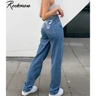 Женские джинсы с высокой талией и принтом бабочки Rockmore, уличные брюки 90s, мешковатые прямые брюки, повседневные джинсы в стиле Харадзюку
