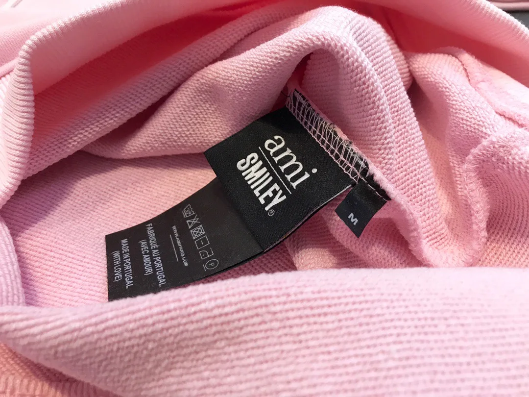 

21ss luxurious designer Ami Paris Pink pullover sweater Men Women Fashion Streetwear Sweatshirts Outdoor Jackets