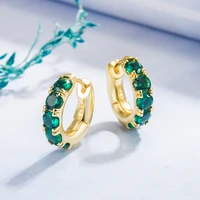 simple luxury green stone hoop earrings for women vintage gold color earrings princess crystal wedding party ear accessroies