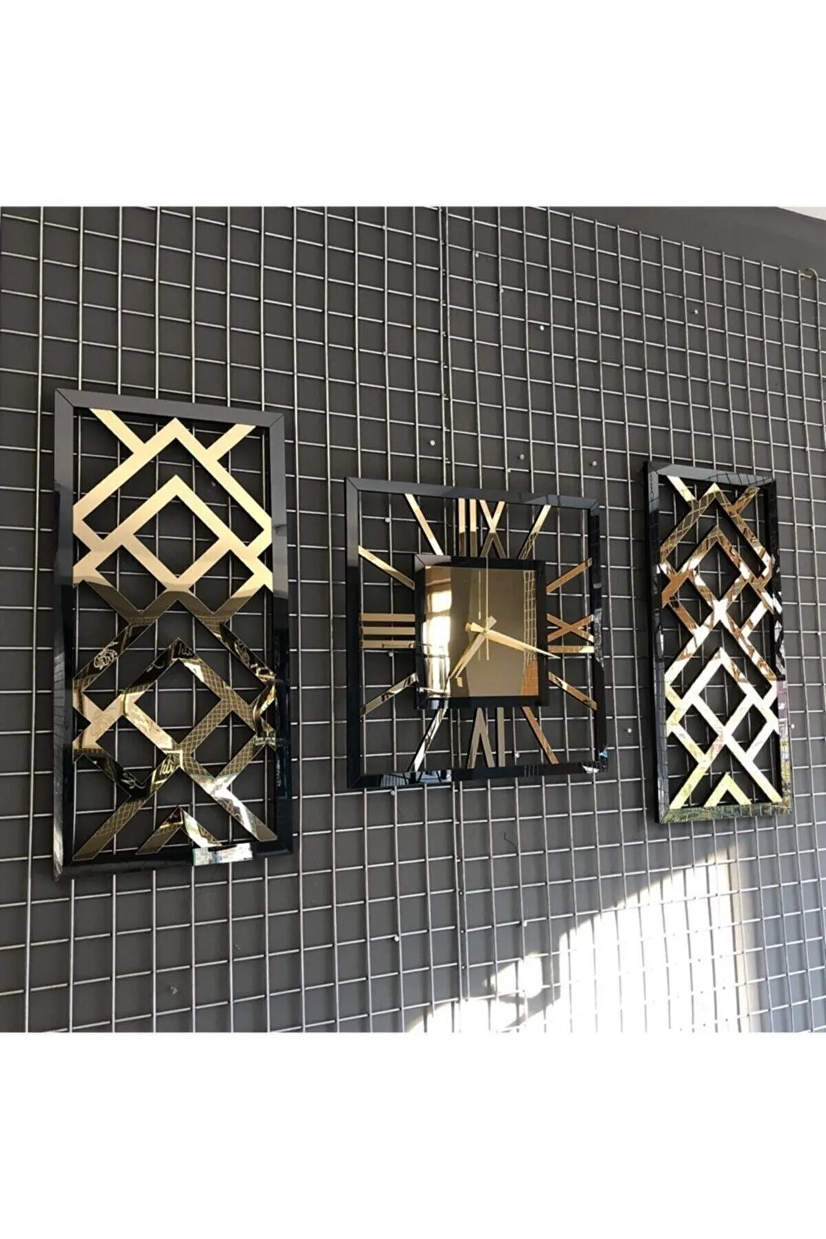 

Mirror Black Gold Color Wall Clock 3'lü set Decorative Modern Clock home office living room kitchen bedroom wall clocks