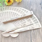 150 шт. Персонализированный Деревянный Карманный складной Ручной Веер с сумкой из органзы индивидуальная печать Натуральный Деревянный свадебный веер украшения для вечеринки