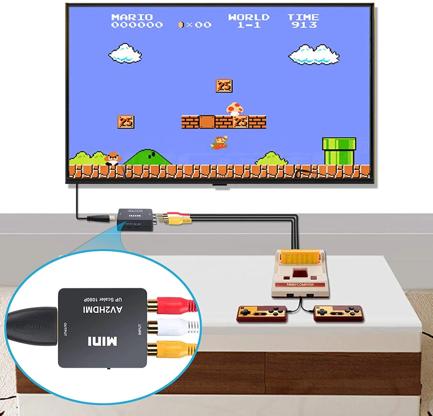 Переходник с AV (тюльпаны) на HDMI AV2HDMI | Электроника