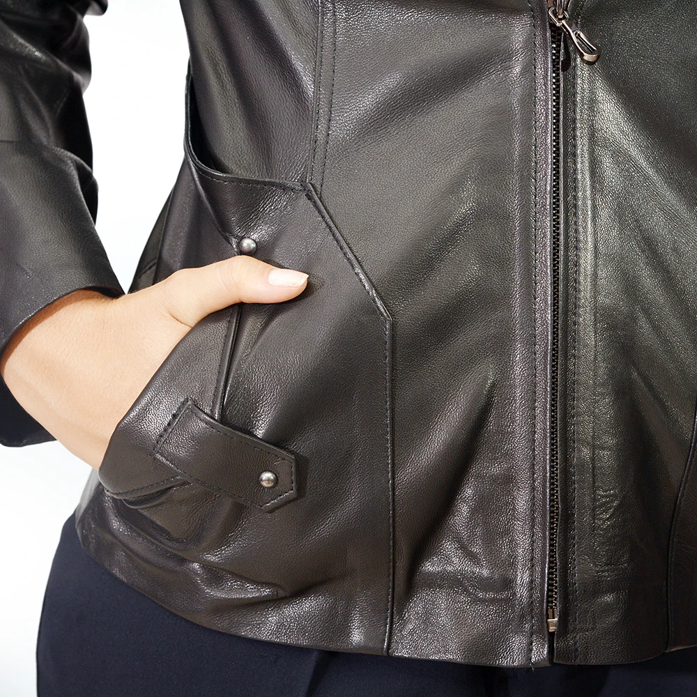 

Zora Motti, leather jacket, real lambskin, 100% genuine leather, sheepskin quality, biker model, young style, boss leather,