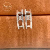 aazuo real 18k pure solid white gold real natrual diamonds ladder h shape stud earrings gifted for women wedding party au750