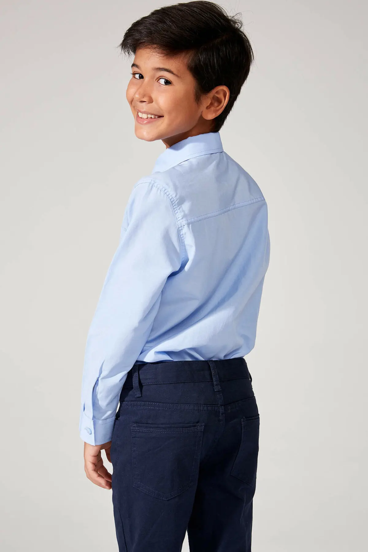 DeFacto/Модная рубашка с длинными рукавами и лацканами для мальчиков Формальные