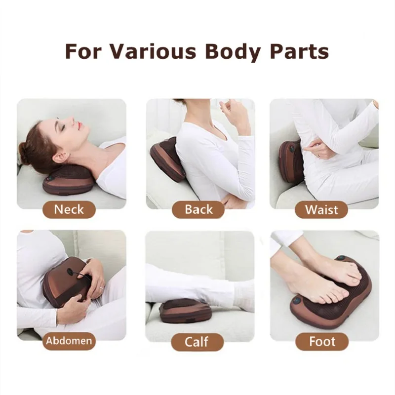 Jinkairui Electric Home Car Dual-purpose Kneading Massage Pillow Shoulder Neck Back Heating Infrared Therapy Shiatsu Relaxation |