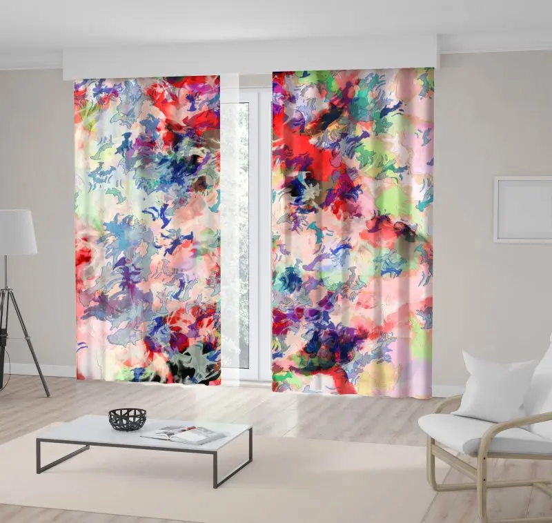 Занавеска с цветочным узором краски художественный дизайн Цветная декоративная