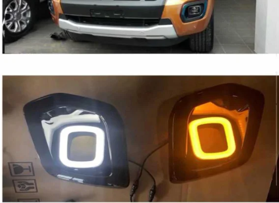 Car flashing 2PCS For Ford Ranger T8 Wildtrack 2019+ LED DRL daytime running lights daylight with Yellow signal fog lamp