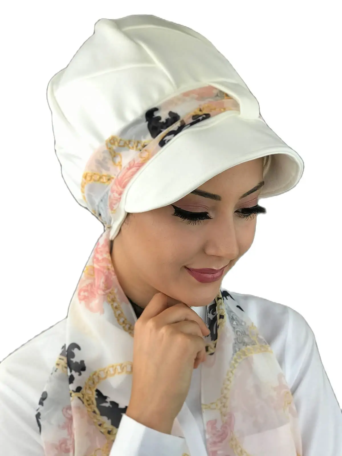 

New Fashion 2021 Islamic 1headscarf Turban Women's Seasonal Scarf Bonnet One-piece Foulard White Single Biritli Scarf Şapka