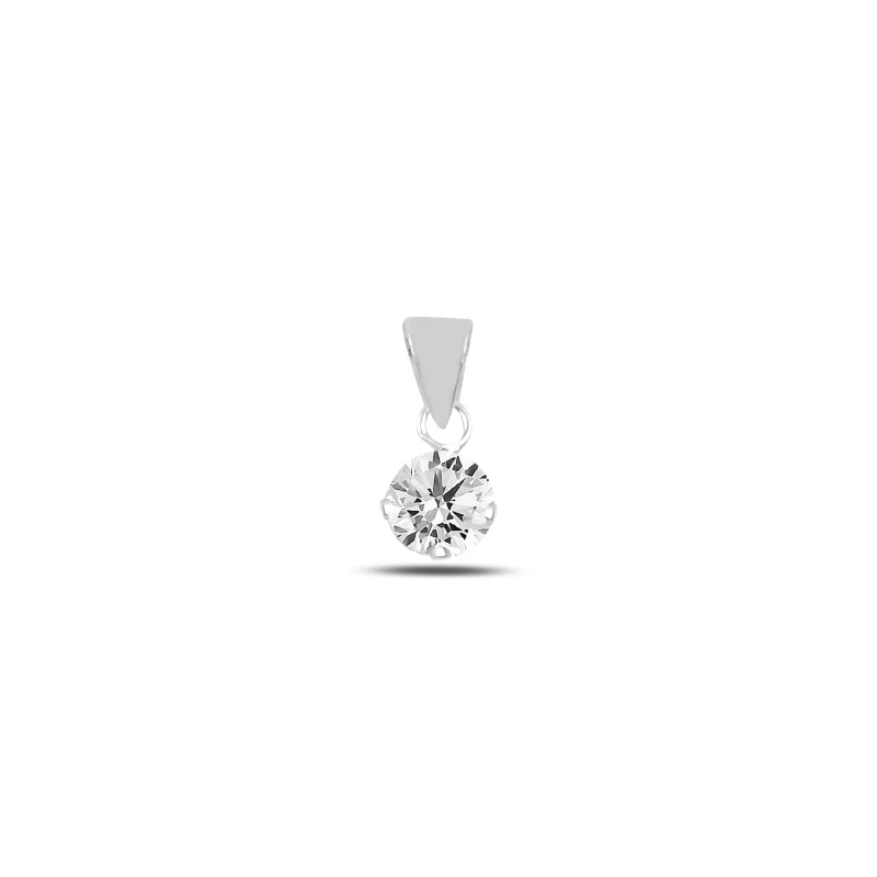 

Silver 925 Sterling 5mm Zircon Cubic Zirconia Solitaire Pendant
