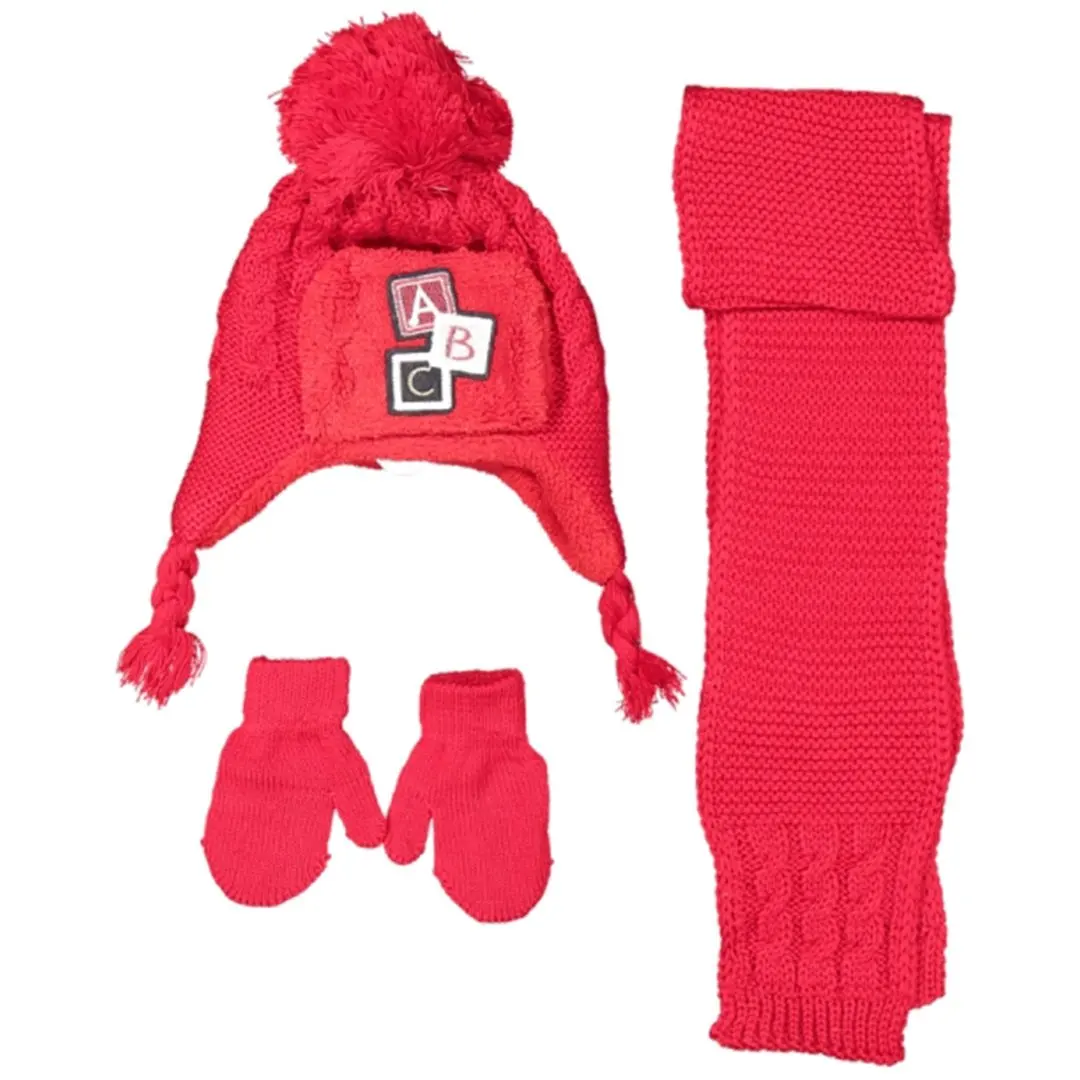 

Комплект из красного шарфа и перчаток с вышивкой ABC