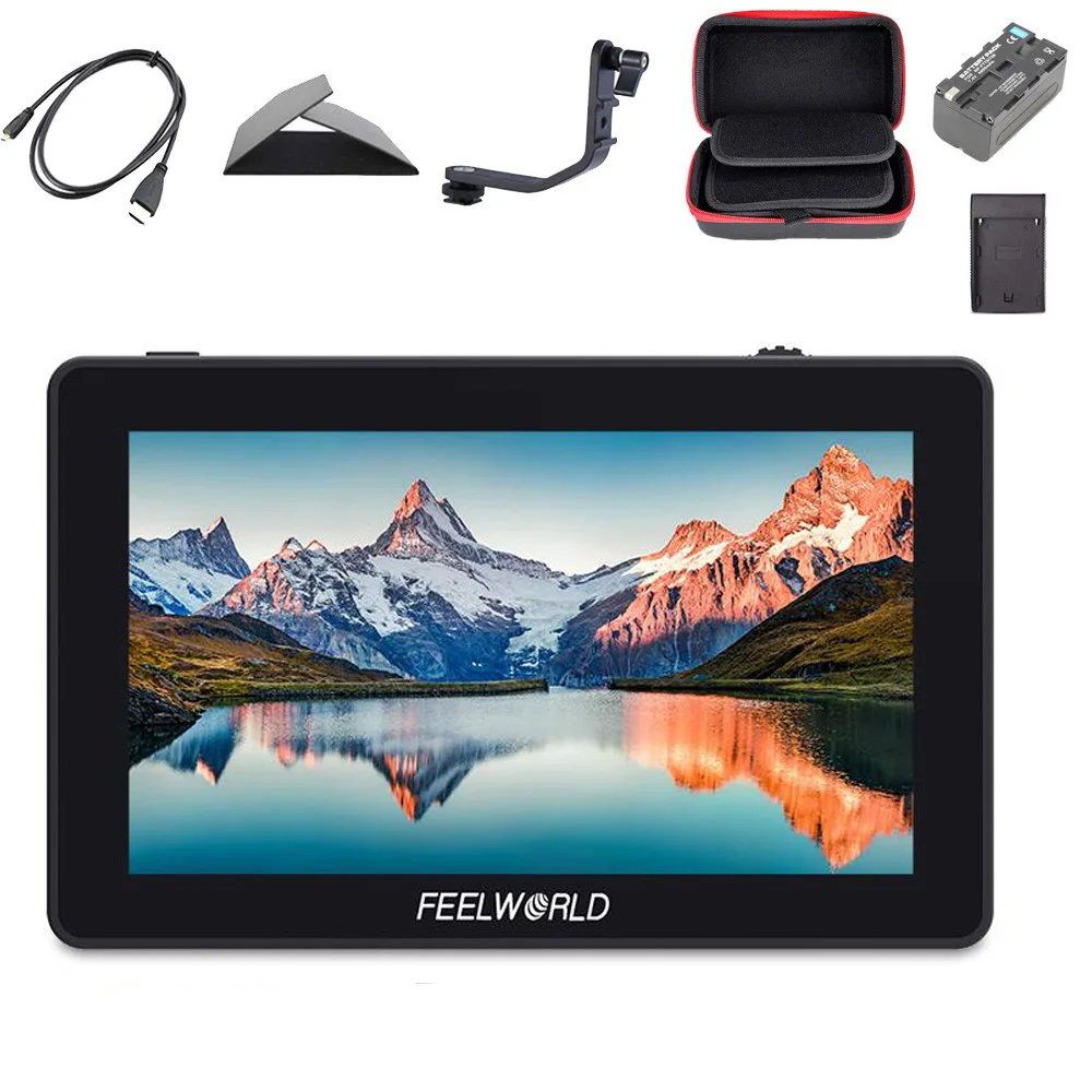 Черный FEELWORLD F6 Plus 5,5 дюймов для однообъективной цифровой зеркальной фотокамеры камера полевой монитор 3D LUT сенсорный экран Поддержка 4K HDMI ips FHD 1920X1080 с наклонной рукояткой - Цвет: Черный