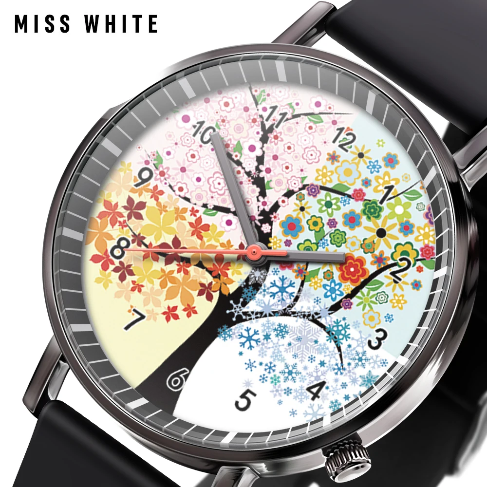 Новые модные часы, Креативные мужские круглые часы с рисунком масляной живописи, Кварцевые Спортивные Наручные Часы
