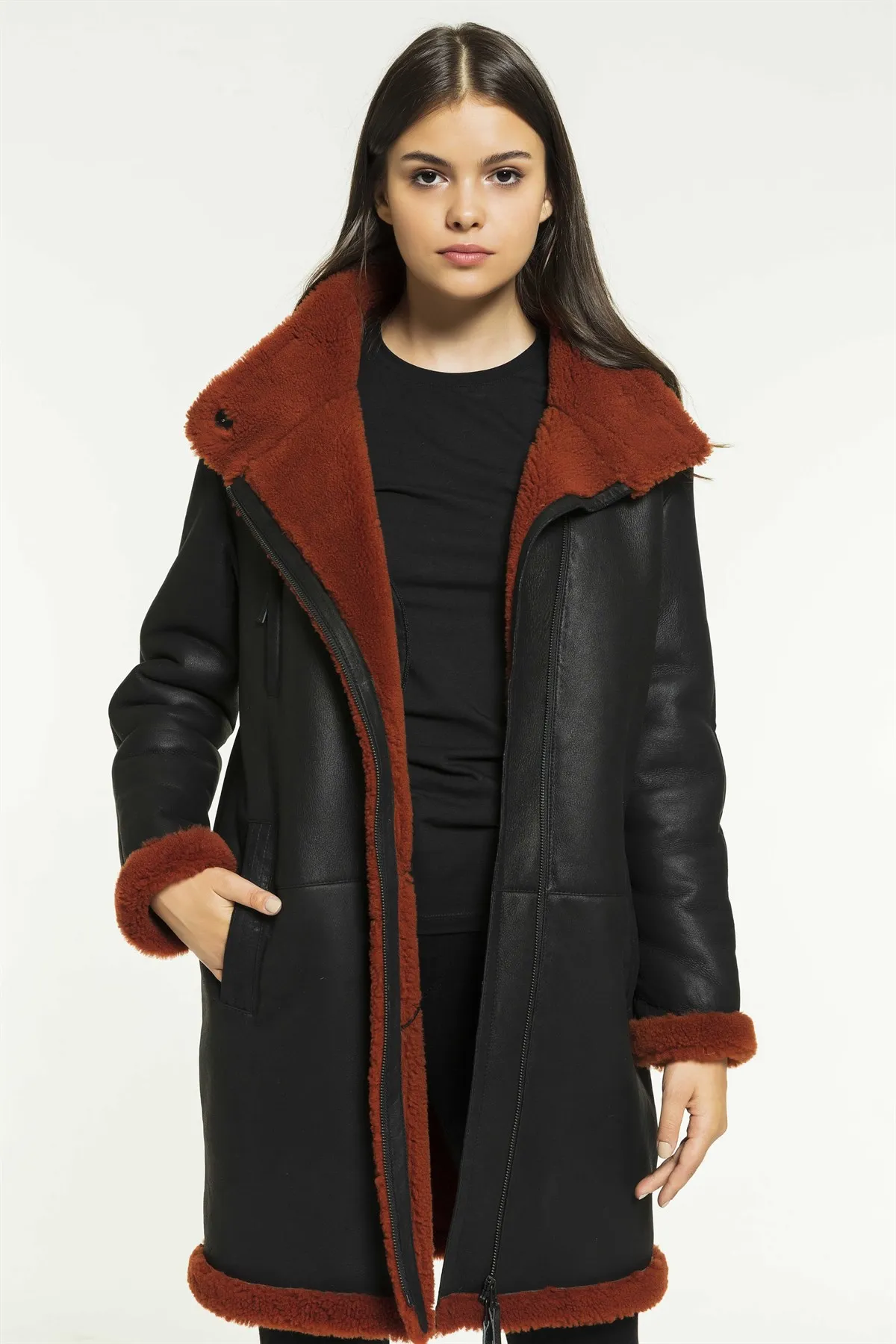 Women's Shearling Jackets Genuine Sheepskin And Fur Winter Warm Coats New Season Design Clothing Products Classic Black Color enlarge