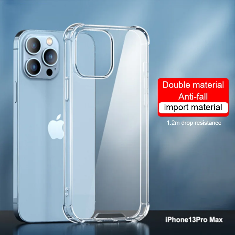 

Luxury Thick Shockproof Phone Case For iPhone 13 12 11 Pro XS Max X XR Mini 6 6S 7 8 Plus SE2020 Transparent Silicone Back Cover