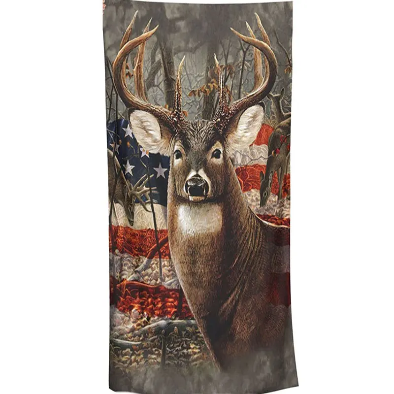 

American Flag Deer Vintage Retro Style Microfiber Super Absorbent Quick Drying Towel For Pool Bathroom Travel Sports Washcloths