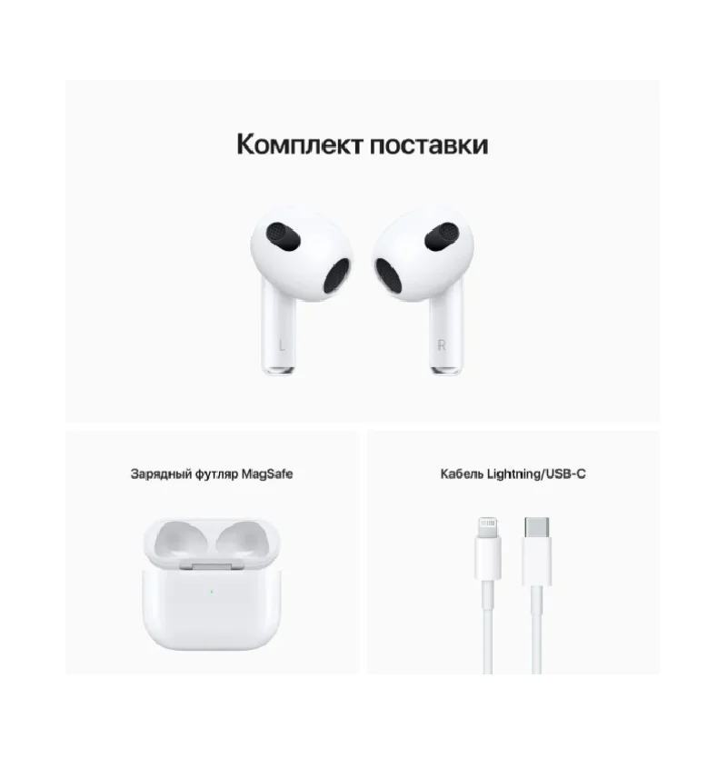 Беспроводные наушники AirPods 3 1в1 из России качество Premium для iphone samsung xiaomi аирподс |