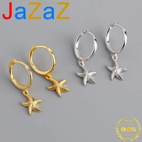 a00034 jazaz fashion beach summer starfish hanging stud earrings for women real 100 925 sterling silver bohemia jewelry