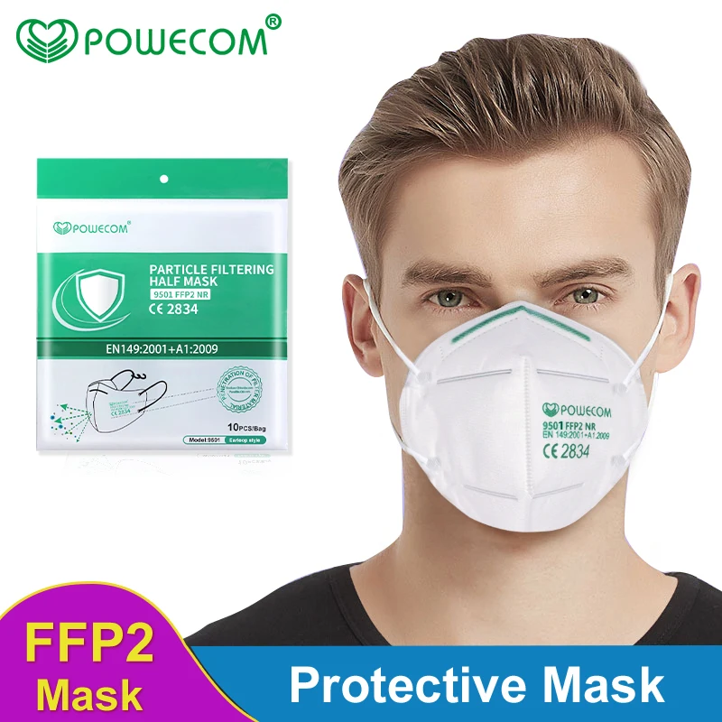 

POWECOM FPP2 Mask CE 9501 Reusable Face Mouth Mask PM2.5 Filter Mask Safety FFP2 Masks Respirator Protection Mouth Muffle Cover