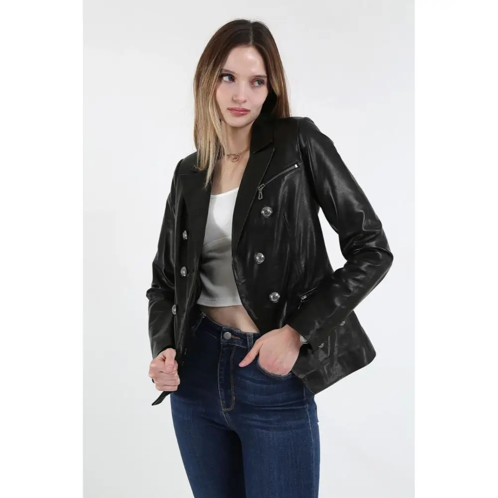 Genuine Leather Women's Black Coat Leather Jacket Luxury Genuine Lambskin Back Jacket Coat Female Jacket Casual woman