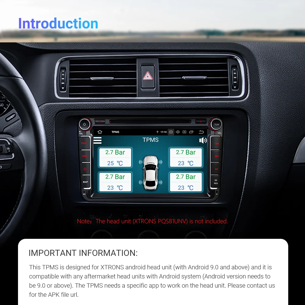 Система контроля давления в шинах XTRONS TPMS08 USB (4 внутренних датчика) для Android