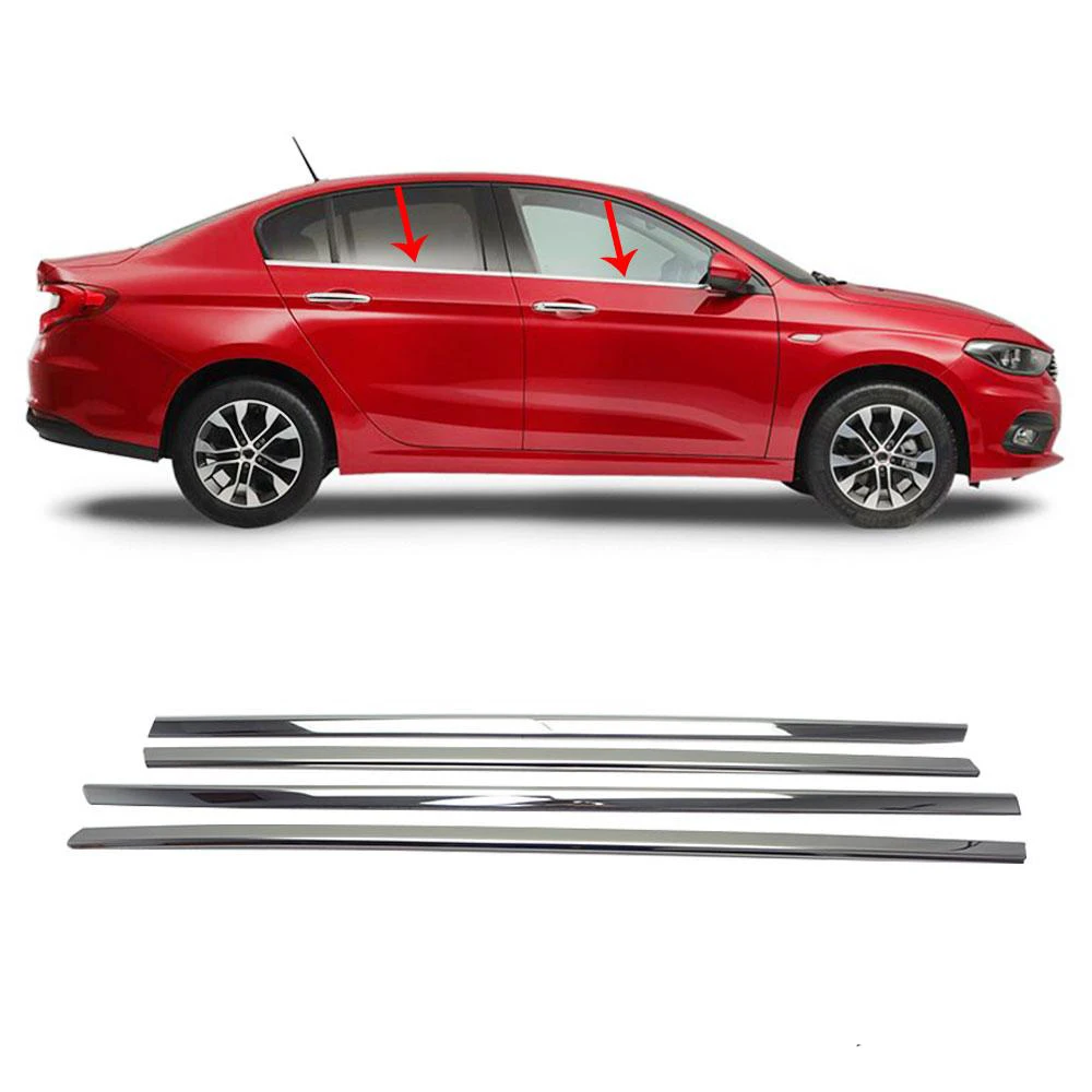 

Накладки на оконные рамы Fiat Tipo (Egea) хромированные, 4 шт., нержавеющая сталь, седан/Hb (2015-)