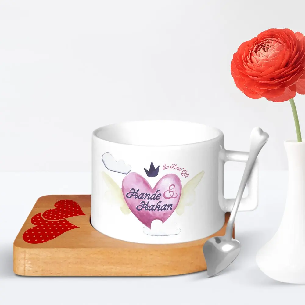 

Personalized Valentine's Day Design Wood Altlıklı Ceramic Cup-24