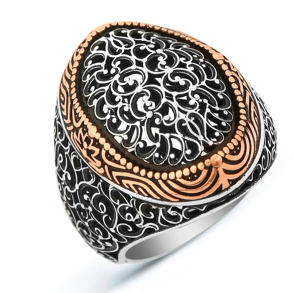 خاتم من الفضة الإسترليني 925 للرجال بتصميم فريد منقوش عليه 8 أشكال مختلفة مجوهرات تركية عالية الجودة