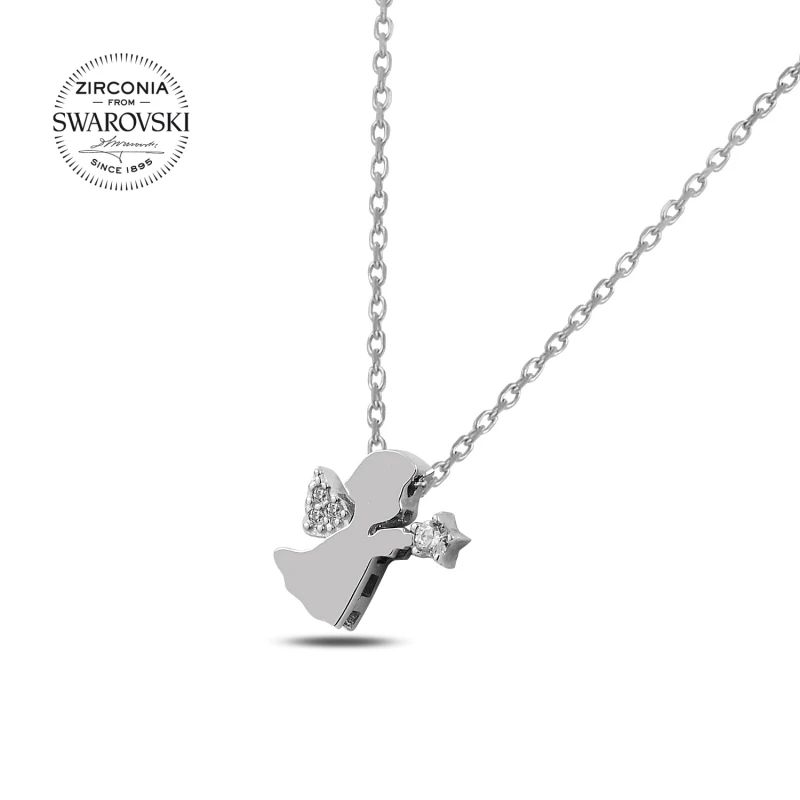 

Серебряное 925 пробы сказочное ожерелье с цирконием Swarovski