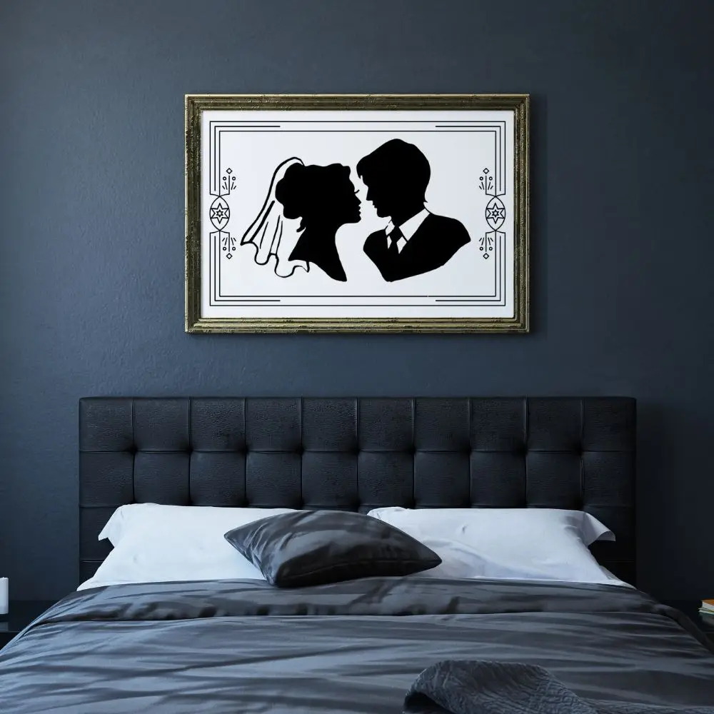 

Best Selling Wedding Couple In Frame Wall Sticker Decal Wedding Sticker Home Bedroom Wall Art Decoration A00674