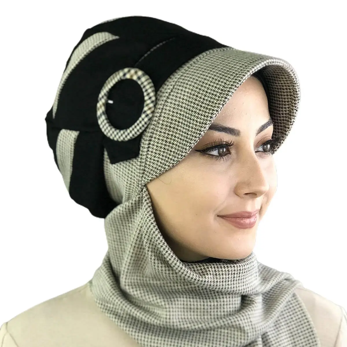 

New Fashion Islamic Muslim Hijab 2021 Trend Hijab Garment Scarf Chiffon Koton Beanie Black Pattern Women Hijab Hat