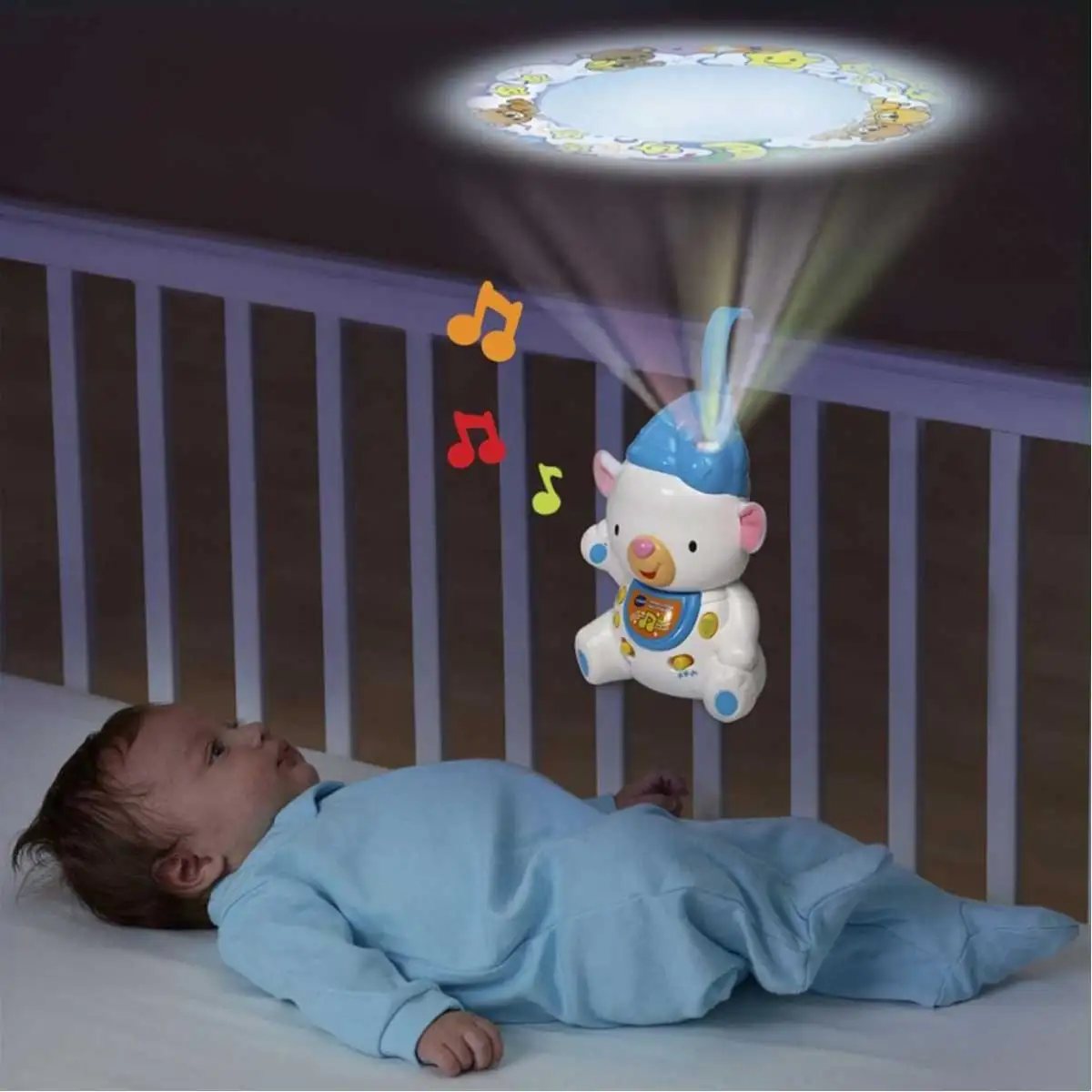 

More than 40 Turkish songs, melodies and Colorful lights, shapes are reflected on the ceiling with the Blue Teddy Bear.